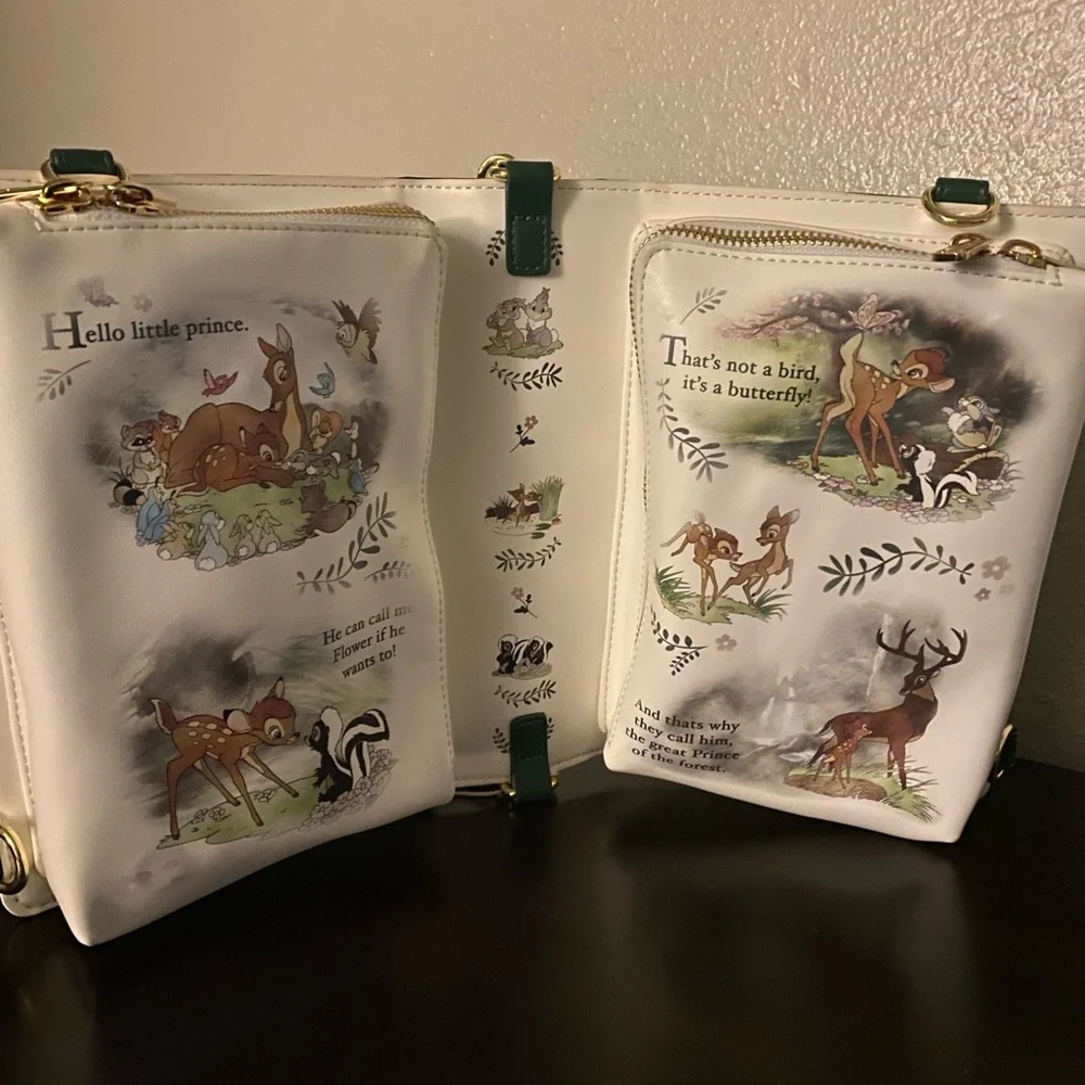 Disney Loungefly Bambi Storybook Crossbody Bag NWT Forest Green Purse